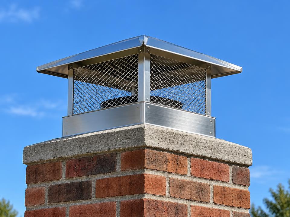Stainless steel chimney cap installed on a Los Angeles home